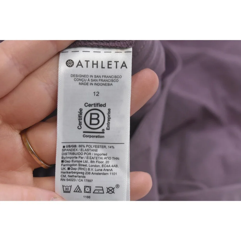 Athleta Pants Womens 12 Purple Wide Leg Ankle Stretch Travel Lightweight Pleated - Picture 7 of 9